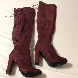 knee high boots, wine color🍷🍷